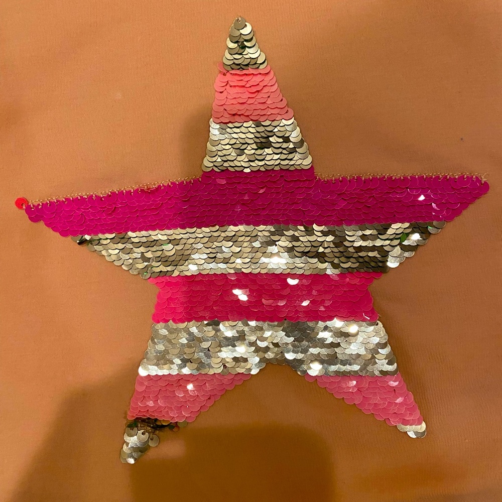 Crewcuts size 8 girls cotton tee with flip sequin striped star.